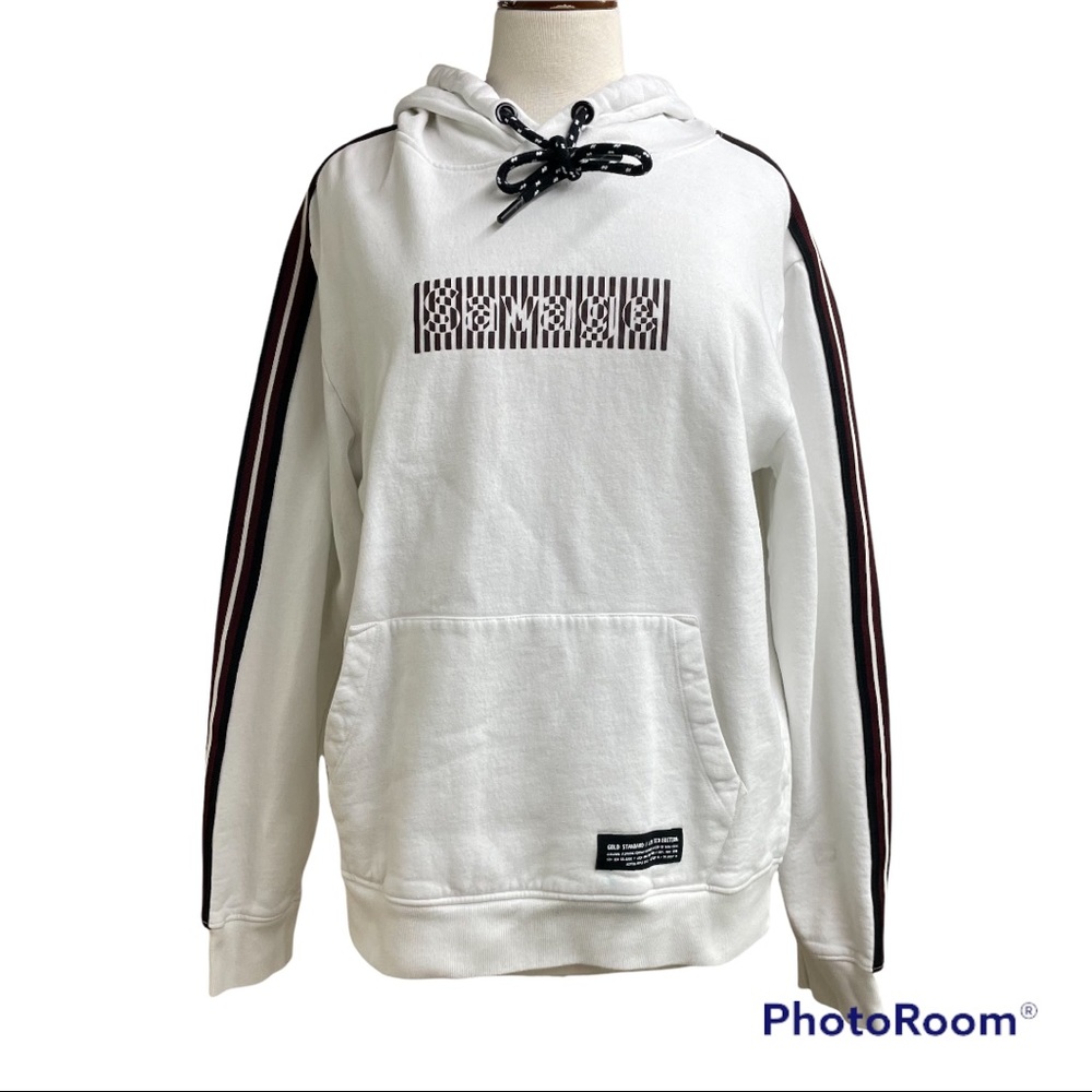 For the People Savage white hoodie large unisex adult